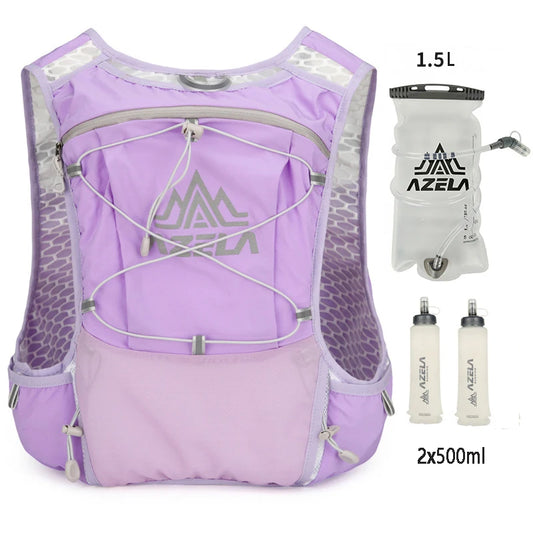 Gilet d’Hydratation 1,5L + 2 Flasques 500ml Violet – Sac à Dos Running & Trail Ultraléger | Marathon, Cyclisme & Randonnée