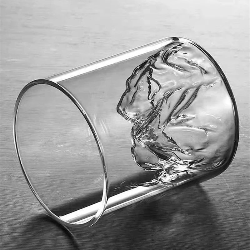 Verre Japonais Montagne 300ml – Verre à Whisky en Verre Borosilicaté | Tasse Design Transparent pour Cocktails, Café & Dégustation