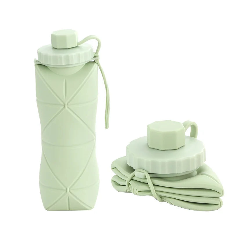 Gourde Pliable en Silicone 600ml Verte – Verre de Voyage Rétractable & Réutilisable | Compact, Léger & Étanche