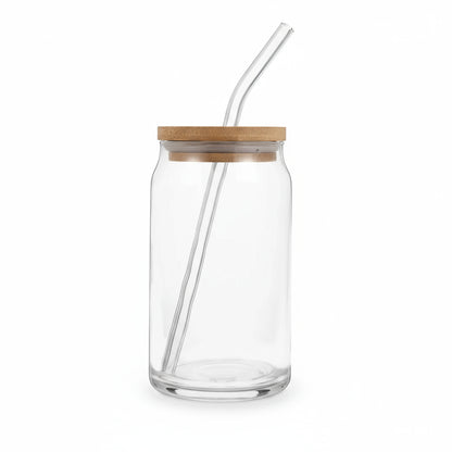 Tasse en Verre 550ml avec Couvercle & Paille – Mug Transparent pour Café Glacé, Jus & Cocktails