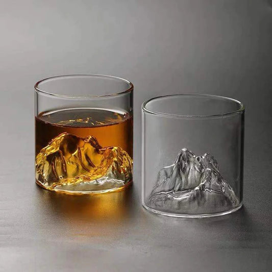 Verre Japonais Montagne 300ml – Verre à Whisky en Verre Borosilicaté | Tasse Design Transparent pour Cocktails, Café & Dégustation