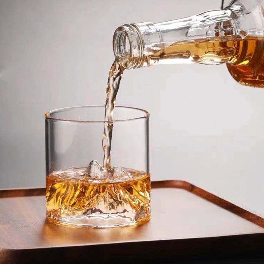 Verre Japonais Montagne 300ml – Verre à Whisky en Verre Borosilicaté | Tasse Design Transparent pour Cocktails, Café & Dégustation