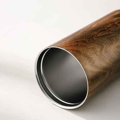 Mug Isotherme Bois Inox 400ml – Tasse Thermos 304 Acier Inoxydable | Garde Chaud & Froid 6–12h, Design Élégant