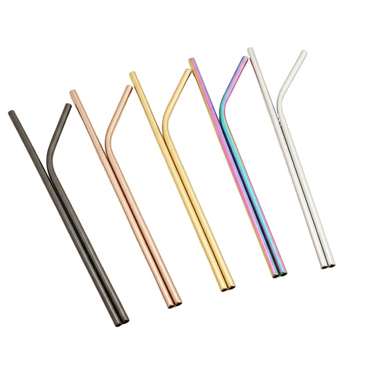 Pailles Métalliques Réutilisables – Lot en Acier Inox 304 avec Brosse de Nettoyage | Design Coloré & Écologique